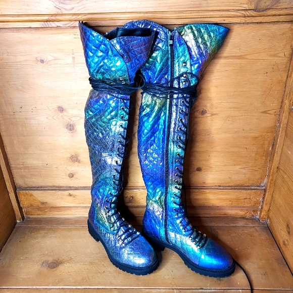 Ocho Moro Shoes - OCHO TOROS Morelia Holographic Thigh High Boots sz 6